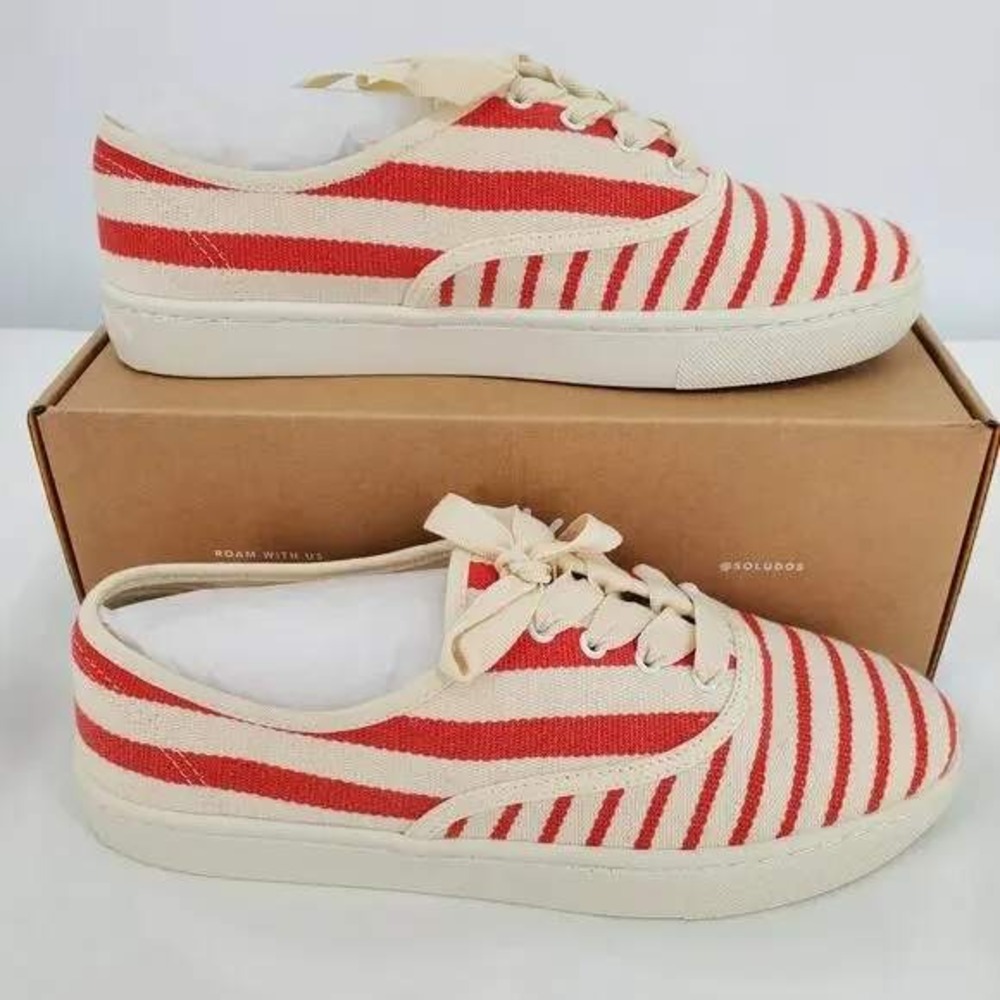 Soludos Poppy Striped Canvas Sneakers Women's Espadrille Style Shoe Sz 7 /#S2621